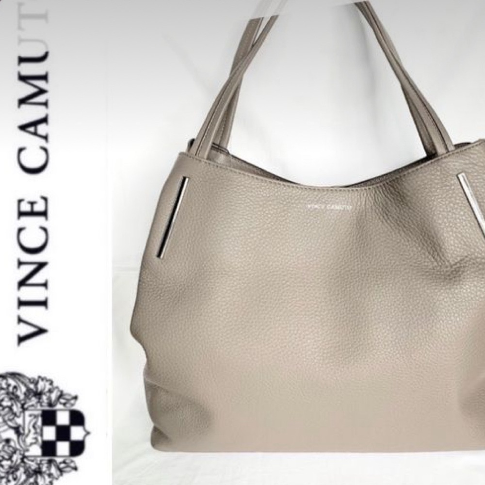 Vince Camuto Pebbled Leather Ike Tote Kangaroo Taupe